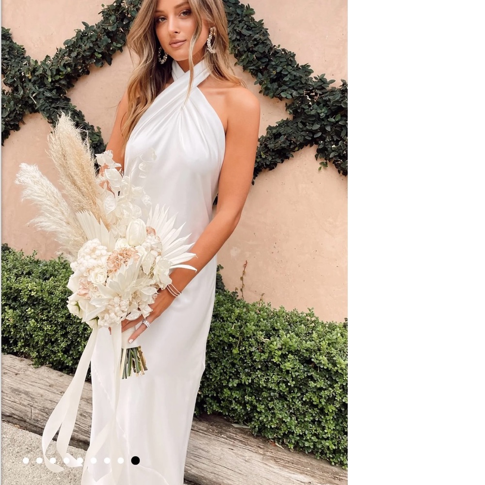 Show Me Your MuMu White Halter Wedding Dress